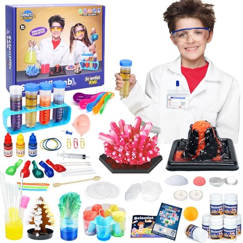 STEM Wissenschaft Kits für Kinder - 56 Wissenschaft Labor Experimente für Jugendliche Alter 8+ Vulkan Kristall Wachsen Chemie Projekte, Spielzeug Spiel für Jungen & Mädchen Geburtstag Geschenke von Amerrly