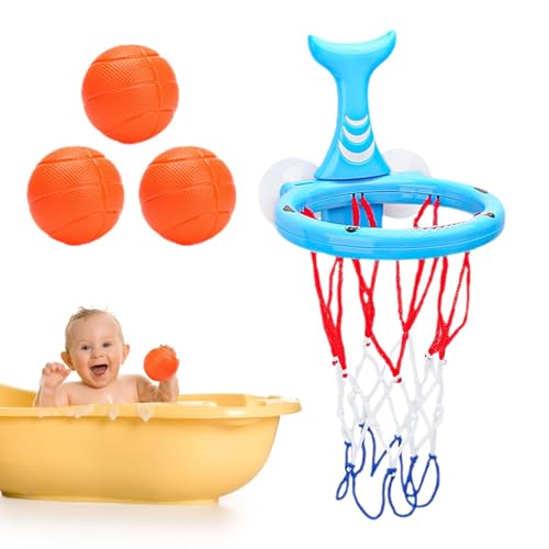 Amesor Badezimmer-Basketballkorb,Mini-Badezimmer-Basketballkorb | 4-teiliges Set mit lustigen Basketballkörben und Bällen,Interaktives süßes Ballspielzeug, lustiges Badespielzeug für und Mädchen ab 3 von Amesor