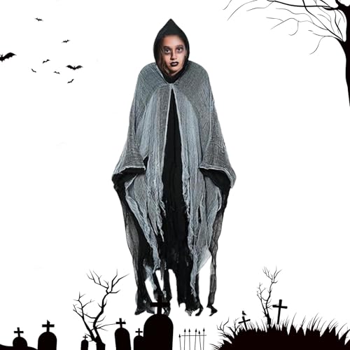 Amesor Cosplay Horror Cape, Gruseliger mittelalterlicher Umhang - Halloween Mittelalterliches Umhangkostüm für Erwachsene | Klassisches Geister-Outfit für saisonale Horror-Atmosphäre für Fotografie, von Amesor