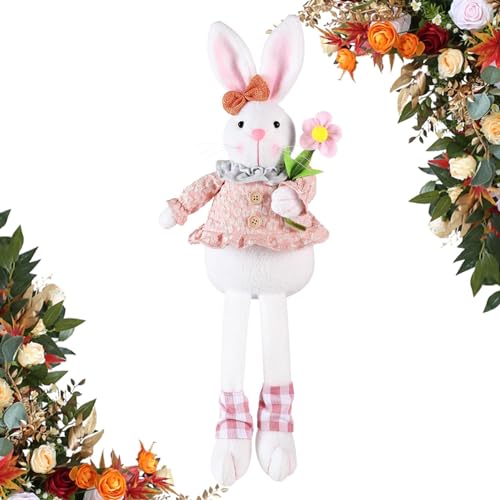 Amesor Hase Plüsch,Osterhase Stofftier,Niedliches langbeiniges Kaninchen-Plüschtier hält Karotte/Blume | 19,48 Zoll weiches Kissen, kuscheliges sitzendes Kaninchen, Heimdekoration für Ostern, von Amesor