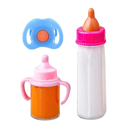 Amesor Magische Flaschen Und Schnuller, Baby Puppe Fütterungsset, Milchsaftflaschen, Puppenflasche Mit Verschwindender Milch, Lustiges Puppenfütterungs Und Pflegezubehör, Rollenspiel Für Kinder von Amesor