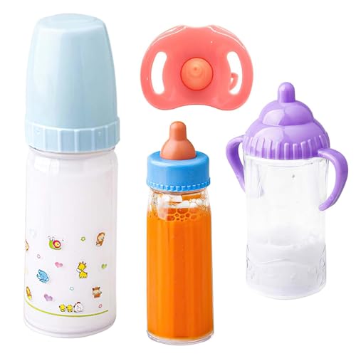 Amesor Magische Flaschen Und Schnuller, Baby Puppe Fütterungsset, Milchsaftflaschen, Puppenflasche Mit Verschwindender Milch, Lustiges Puppenfütterungs Und Pflegezubehör, Rollenspiel Für Kinder von Amesor