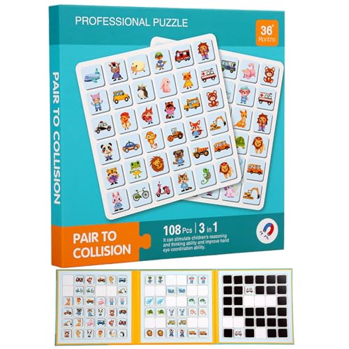 Amesor Magnetisches Puzzlebrett, magnetische Reisespiele - Lernpuzzles Spielzeug - Entwicklung kognitiver Fähigkeiten, pädagogische Reisespiele im Vorschulalter, spannende Spielpuzzlespiele für Kinder von Amesor