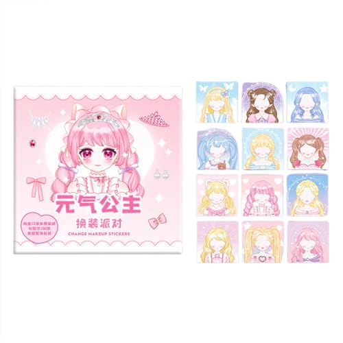 Amesor Makeup Sticker Book, Makeup Show Sticker Book | Prinzessin Make-up-Spielzeugkollektion,Wiederverwendbares, wunderschönes Prinzessinnen-Spielaufkleber-Set für Mädchen, Kinder, Kinder, von Amesor