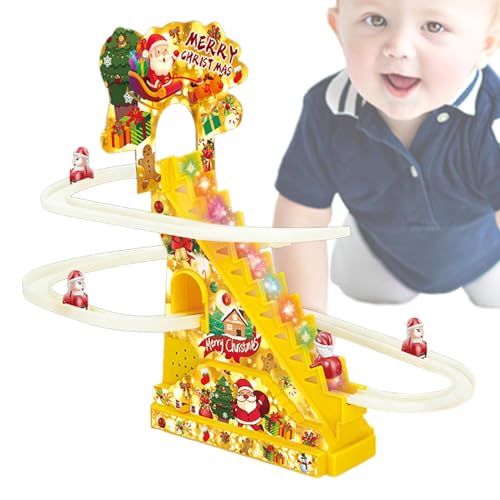 Amesor Weihnachtsmann-Kletterspielzeug, elektrische Weihnachtsmann-Kletterleiter | Santa Christmas Rolltreppe batteriebetrieben | Elektrische Schienenrutsche, Treppen, Achterbahn, Spielset für Kinder von Amesor