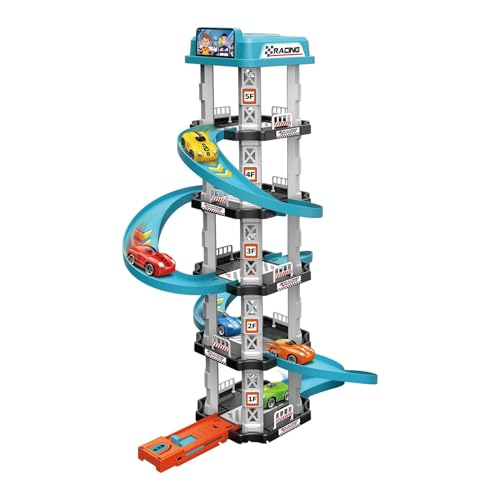 Garage Spielzeug, Parkhäuser Für Kinder, Auto Spielzeug Garage Parkhaus, Auto Garage Track Set, Einfach Zusammenzubauendes Spielzeug, Auto Parkplatz Und Garage Mit Straßenschleife, Für Jungens Mädchen von Amesor