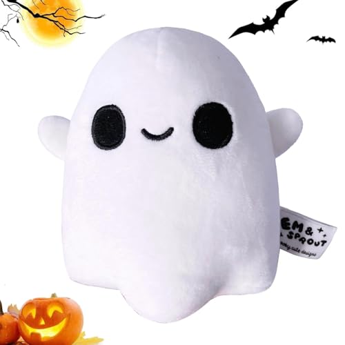 Halloween Plüschtier Geist, Geister Plüschtier Klein, Weißes Geister Plüschtier, Halloween Plüschtier Cartoon Halloween Geisterkissen Puppe Geist Plüschtier Kissen, Für Kinder Erwachsene, 10 CM von Amesor