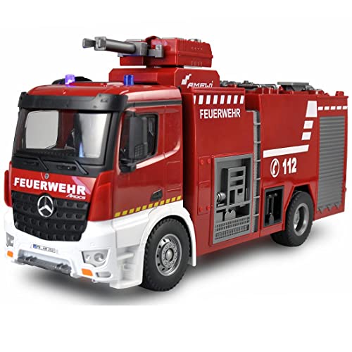 Amewi 22503 Mercedes Benz Feuerwehr-Loeschfahrzeug - Lizenzfahrzeug 1:18 RC Modell-LKW 100% RtR inkl, Rot von Amewi