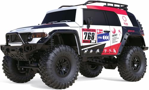 Amewi 22592 Dirt Climbing SUV Race Crawler 4WD 1:10 RTR weiß/rot, inkl. Fernsteuerung, Akku, Ladekabel von Amewi