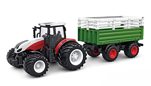 Amewi 22601 RC Traktor mit Viehtransporter, Sound & Licht, 1:24 RTR inkl. Fernsteuerung, Akku, Ladekabel von Amewi