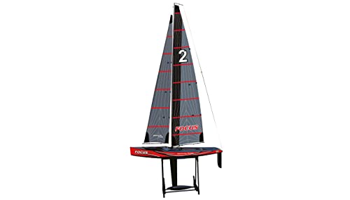 Amewi 26106 Focus III Racing Segelyacht 100cm 2,4GHz RTR, rot, inkl. Sender, Empfänger, Bootsständer von Amewi