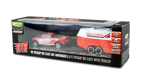 Amewi RC Pickup Die Cast ferngesteuert mit Pferdeanhänger 1:64 RTR rot Kinder ab 6 Jahre von Amewi