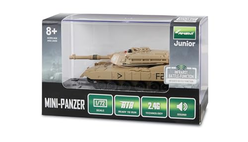 RC Abrams Mini-Panzer ferngesteuert mit IR-Battle-Funktion 1:72 RTR Kinder ab 8 Jahre, Sandbraun von Amewi