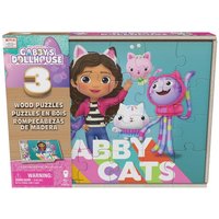 Gabby’s Dollhouse Holzpuzzle-Sammlung, 3 miau-tastische Puzzle-Motive mit stabiler Holzbox , jedes besteht aus 24 Teilen, ab 3 Jahren von Spin Master International B.V.