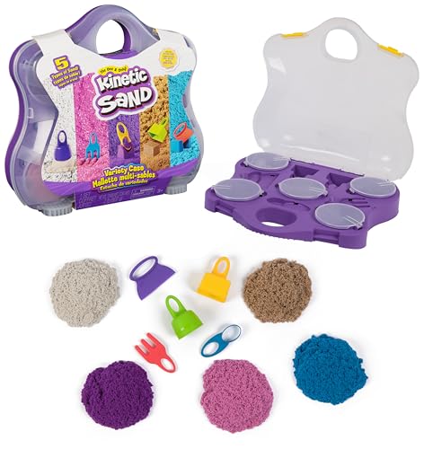 Kinetic Sand Farbspiel Koffer - mit 907 g magischen Sand aus Schweden in 5 Farben und mit 5 Werkzeugen für kreatives Indoor-Sandspiel, für Kinder ab 3 Jahren von Kinetic Sand