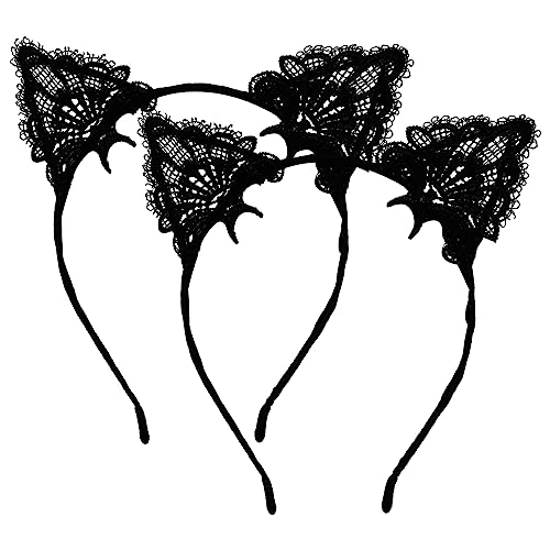 2 Halloween Katzenohren Haarreif Cat Ears Halloween Haarreifen Haarband Stirnband mit Ohren,Halloween Haarreifen mit Katzen Ohren für Damen Frauen Mädchen,Haarband Katzen Cosplay Karneval Kostüm Party von Amissz