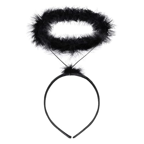 Haarreif Heiligenschein Schwarz, Haarreifen Engel, Halloween Accessoire für Damen & Herren als Ergänzung zum Engelskostüm Karneval und Fasching Halloween Masquerade Party Requisiten von Amissz