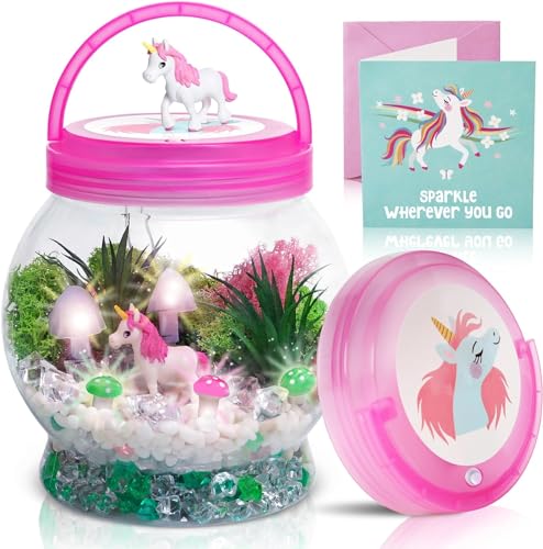 Amitié Lane Einhorn Mini Terrarium Kinder - Nachtlicht Selber Basteln Kinder – Einhorn Bastelset für Mädchen - Geschenke für Mädchen ab 6 von Amitié Lane