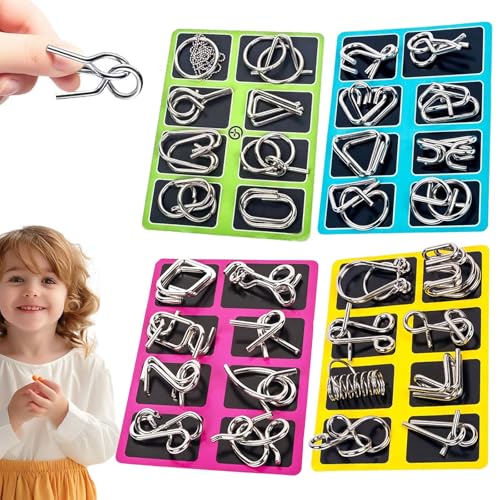 Educational Intellectual Toys Iq Toys, Metal Puzzle Ring, Metal Brain Teaser Puzzles, Metal Puzzles Brain Teasers, Disentanglemen Iron Link Unlock Interlock Game Chinese Ring (A+B+C+D) von Amiweny