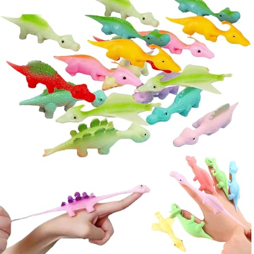 Slingshot Dinosaur Finger Toys, Slingshot Dinosaur Finger Toys Sticky, Dinosaur Slingshot Finger Toys, Flick Stretchable Dino Catapult, Flying Rubber Dinosaurs (10PCS) von Amiweny