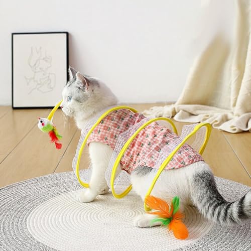 Spiral Cat Tunnel Toy,Gertar Cat Tunnel Toy,Gertar S-Type Cat Tunnel Toy,S Type Cat Tunnel,Cat Tunnels for Indoor Cats with Toys Feather Mouse (A) von Amiweny
