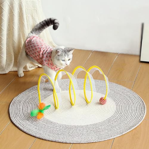 Spiral Cat Tunnel Toy,Gertar Cat Tunnel Toy,Gertar S-Type Cat Tunnel Toy,S Type Cat Tunnel,Cat Tunnels for Indoor Cats with Toys Feather Mouse (B) von Amiweny