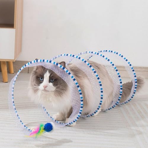 Spiral Cat Tunnel Toy,Gertar Cat Tunnel Toy,Gertar S-Type Cat Tunnel Toy,S Type Cat Tunnel,Cat Tunnels for Indoor Cats with Toys Feather Mouse (C) von Amiweny