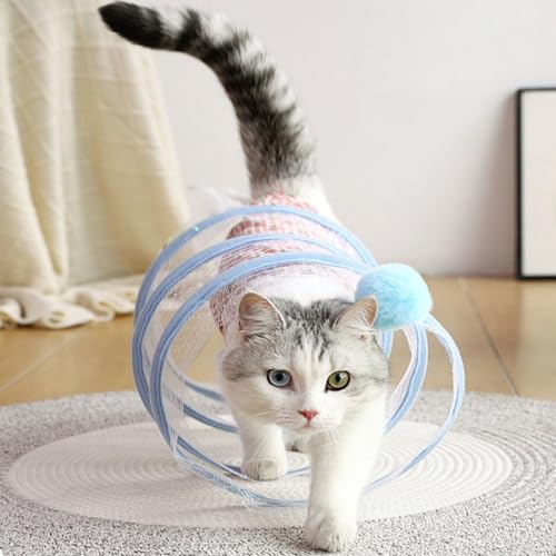 Spiral Cat Tunnel Toy,Gertar Cat Tunnel Toy,Gertar S-Type Cat Tunnel Toy,S Type Cat Tunnel,Cat Tunnels for Indoor Cats with Toys Feather Mouse (D) von Amiweny