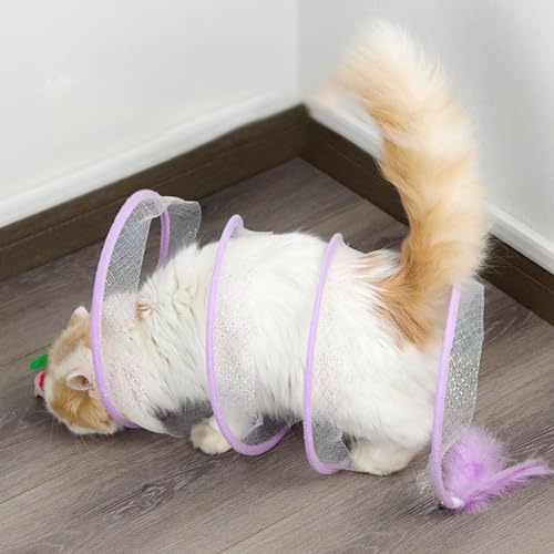 Spiral Cat Tunnel Toy,Gertar Cat Tunnel Toy,Gertar S-Type Cat Tunnel Toy,S Type Cat Tunnel,Cat Tunnels for Indoor Cats with Toys Feather Mouse (F) von Amiweny