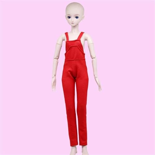 Amlhy Puppenkleidung, Hosenträger Hosen Overalls Kleid Outfit Kleidung Set für 60 cm 1/3 BJD Puppe Anzug Geschenk - Rot von Amlhy