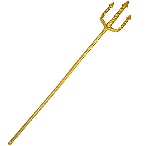 Amlisia 152CM Gold Dreizack, Dreizack Prop Teufel Pitchfork Staff Spielzeug König Neptun Dreizack Kostüm Zubehör für Erwachsene Kinder Karneval Mottoparty Cosplay von Amlisia