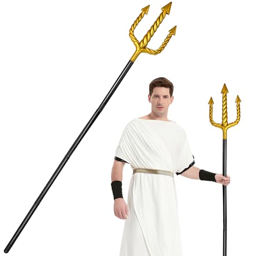 Amlisia 152CM Gold Dreizack, Dreizack Prop Teufel Pitchfork Staff Spielzeug König Neptun Dreizack Kostüm Zubehör für Erwachsene Kinder Karneval Mottoparty Cosplay (black) von Amlisia