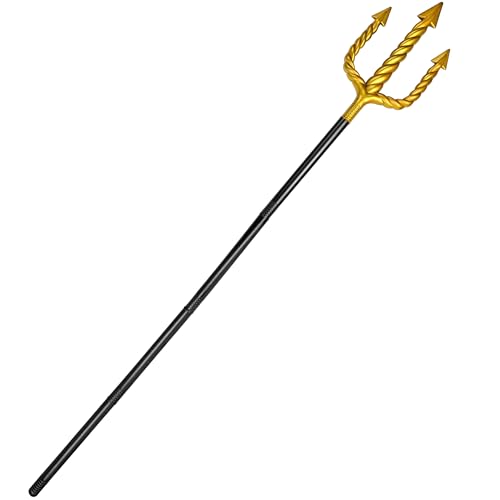 Amlisia 152CM Gold Dreizack, Dreizack Prop Teufel Pitchfork Staff Spielzeug König Neptun Dreizack Kostüm Zubehör für Erwachsene Kinder Karneval Mottoparty Cosplay von Amlisia