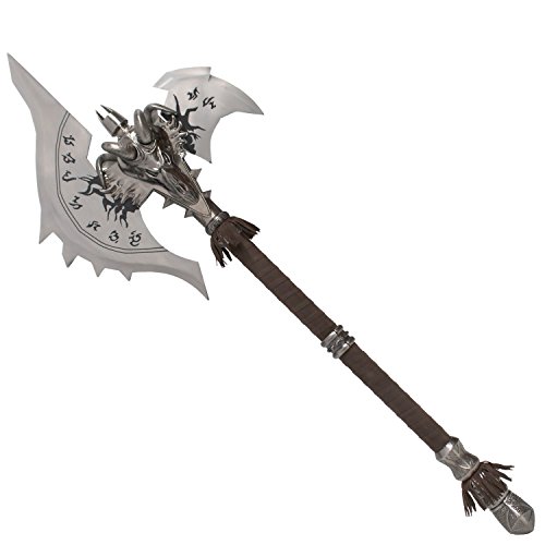 World of Warcraft inoffizielle Replik ShadowMourne in Originalgröße 109 cm aus Edelstahl mit Wandsockel inklusive - Stumpfe Dekorative Axt von Amont