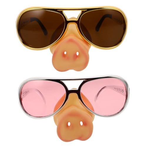 2st Partybrille Halloween-schweinschnauze Nase Verkleiden Brille Jumbo-Sonnenbrille Brille Verkleiden Kostümzubehör Für Rollenspiele Gläser Googeln Sonnenbrille Mit Schweinenase Amosfun von Amosfun