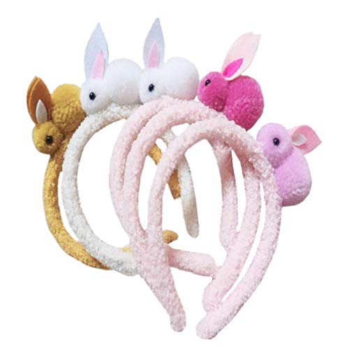 AMOSFUN Ostern Kaninchen Stirnband Entzückende Hasenhaare Reifen Plüsch Hasen Kopfbedeckungen für Ostern Festival Kopfschmuck Haar Zubehör Dekor 5St von Amosfun