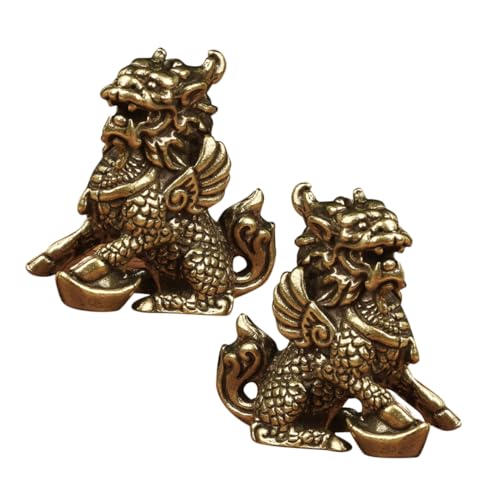 Amosfun 1 Paar Einhorn-Ornament Aus Messing Zwerge Plüsch Japanische Katze Solare Gartenornamente Figuren Frosch Besonders Feng Haustier Solar- Statue Fu Hund Eule Tiere Ticker Golden von Amosfun