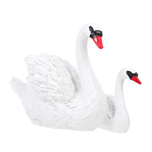 Amosfun 1 Paar Kleine Schwanenschmuck Ente Gänseabschreckung Miniatur Gans Plüsch Riesenente Plüsch Hühnerdekor Schwan Schmuck Hahn Gans-Statue Taube Plüsch Entenplüsch Weiß Harz von Amosfun