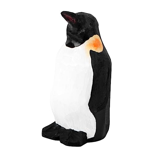 Amosfun 1 STK Holz Pinguin Ornamente Skulpturen Wohnkultur Pinguin Kuchen Topper Tierfigur Pinguine Pinguin-Action-Figur Fisch Frosch Weihnachtspinguinfiguren Hölzern Black von Amosfun