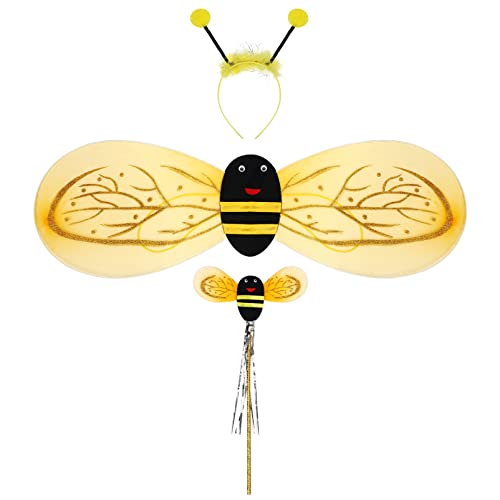 Amosfun 1 Satz Butterfly Antenna Headband Kids Kinderkostüm Mädchenkleidung Kinderkleidung Make-up-Stirnband Bienen-Cosplay-Zubehör Bienenkostüm kinder bilden Requisiten dreiteiliger Anzug von Amosfun