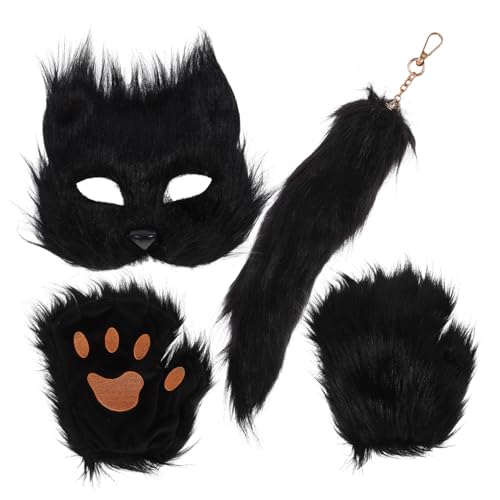 Amosfun 1 Satz Fuchs-masken-set Gefälschte Fuchsschwänze Fursuit Halloween-masken Für Erwachsene Maske Für Cosplay Tier Cosplay Pelziger Pelziges Kostüm Fuchs Halbmaske Stoff Black von Amosfun