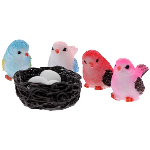 Amosfun 1 Satz Minifiguren Tiere Käfige Hasen Puppe Klein Nest Zwerge Frosch Bausatz Ente Schildkröte Künstlich Winzig Miniatur-eidechsenfiguren Vögel Figuren Ungewöhnlich Harz von Amosfun