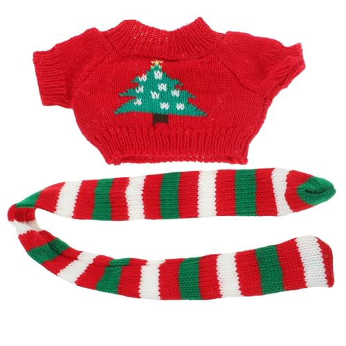 Amosfun 1 Satz Puppenhauskleidung Kinderkleid weihnachtsdeko Winterschal Weihnachtspuppen-Outfit Elfenpuppenpullover Weihnachtsweinflaschenkleid Puppenpullover für Kinder Mini-Schal Stoff von Amosfun