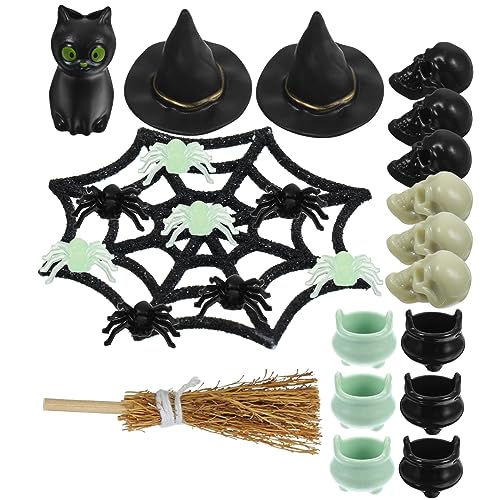 Amosfun 1 Satz Spinnen Miniaturen Halloween Dekor Massenspielzeug Miniaturen Mini Hexenkappen Dekor Halloween Partyzubehör Mikro Landschaftsornamente Halloween von Amosfun