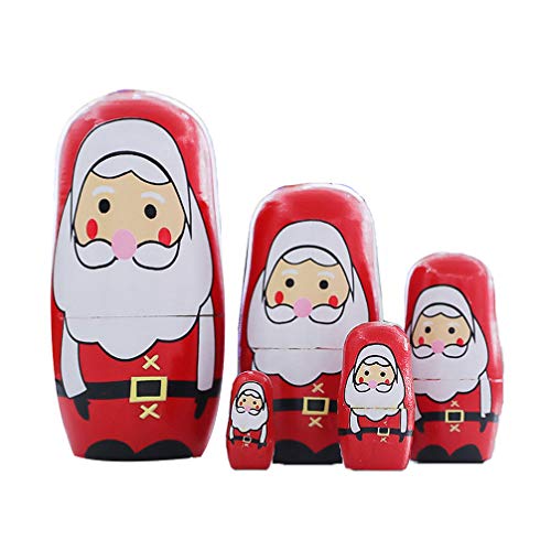 Amosfun 1 Satz Weihnachten Matroschka Matryoshka Matrjoschka Weihnachtsmann Russische Nesting Dolls Puppen Spielzeug Mitgebsel für Kinder Baby Weihnachtsdeko von Amosfun