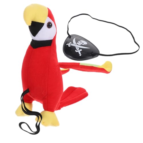 Amosfun 1 Satz ausgestopfter Papagei kreative Vogelverzierung Papagei-Ornament Piratenhemd Halloween Costume Halloween Kleidung Piraten-Augenklappen Piraten-Cosplay-Kostüm PP Baumwolle von Amosfun