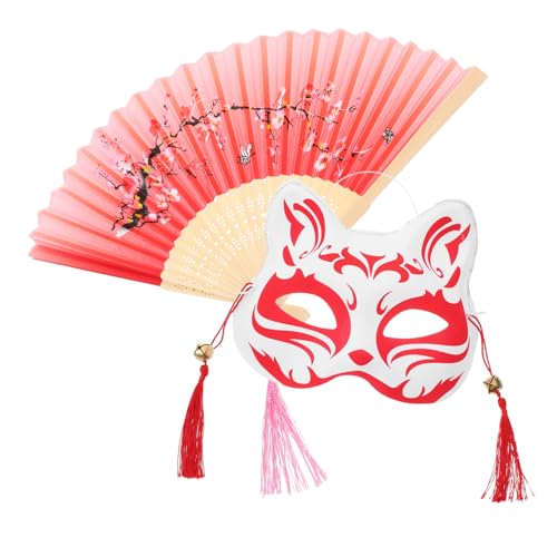 Amosfun 1 Set Maskenverkleidung im antiken Stil halloween accessories zubehör halloween Japanische Festmasken Fuchs - gesichtsmaske Fan für Party kreative PVC+Stoff von Amosfun