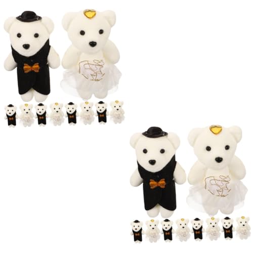 Amosfun 10 Paar Strauß Bärenpuppe romantisches Bär Puppe Spielzeug Plüschbärenpuppe ausgestopfte Bärenpuppe kleiner Bär Stofftier Kuscheltiere Bär tragen Stofftier Bär Schaum Weiß von Amosfun