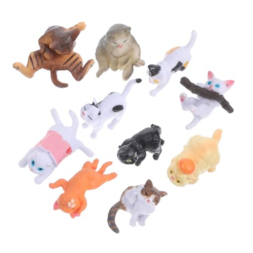 Amosfun 10St Cartoon cat Cutie Cats Fensterbankdekoration Katzenfiguren Niedliche Katzen Wurf Partyzubehör für Katzen schlafende Katzenstatue Mini-Katzen- Puppenhaus-Kätzchenfigur PVC von Amosfun