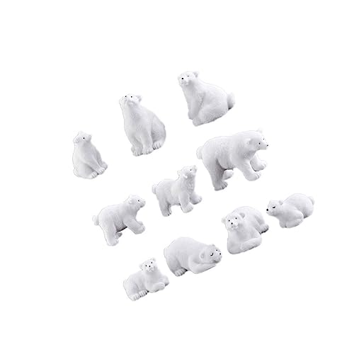 Amosfun 11 STK Mikrolandschaftsornament Miniatur-tierfiguren Eisbär Kuchendeckel Tiere Tragen Ausgestopft Plüschtier Gewichtetes Stofftier Polarfiguren Eisbär Figur Bären Weiß von Amosfun